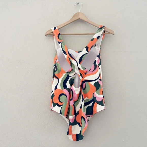 Boden Cross Strap One Piece Swimsuit 12 Retro 70s Floral Print Pool Beach S0215 - Picture 5 of 12
